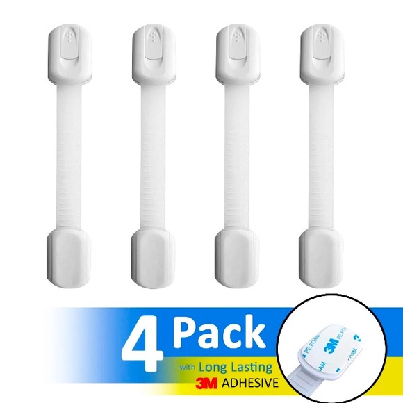 *3/$20* MULTI-USE STRAP LOCKS. 4 PK ADHESIVE ADJUSTING LATCHES TO CHILD PROOF. - Picture 3 of 5